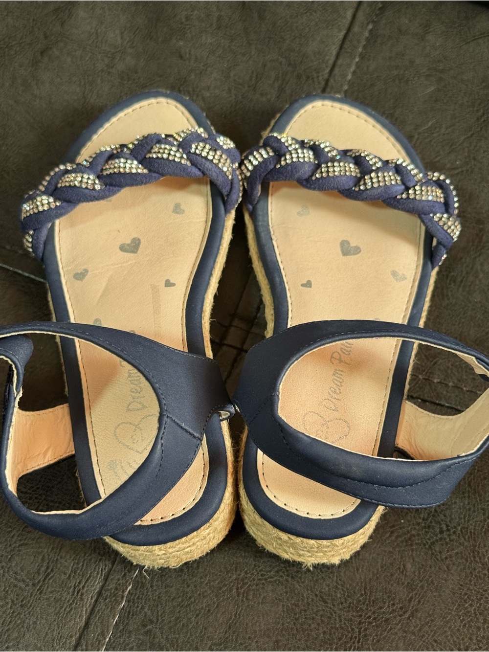 Dream Pairs Navy Braided Rhinestone Espadrille Sandals